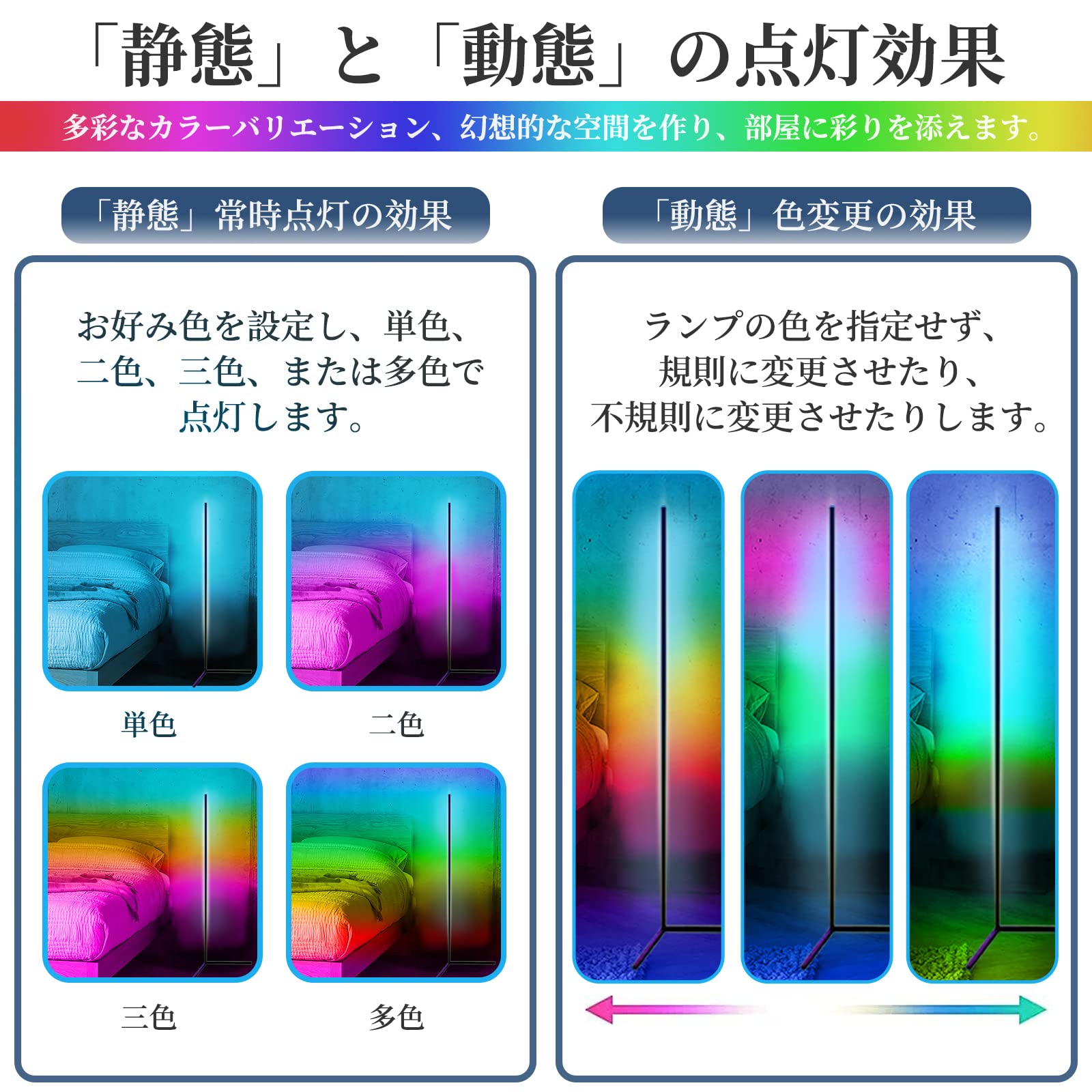 Amazon.co.jp : MOREFULLS デスクライト RGB LED フロアランプ